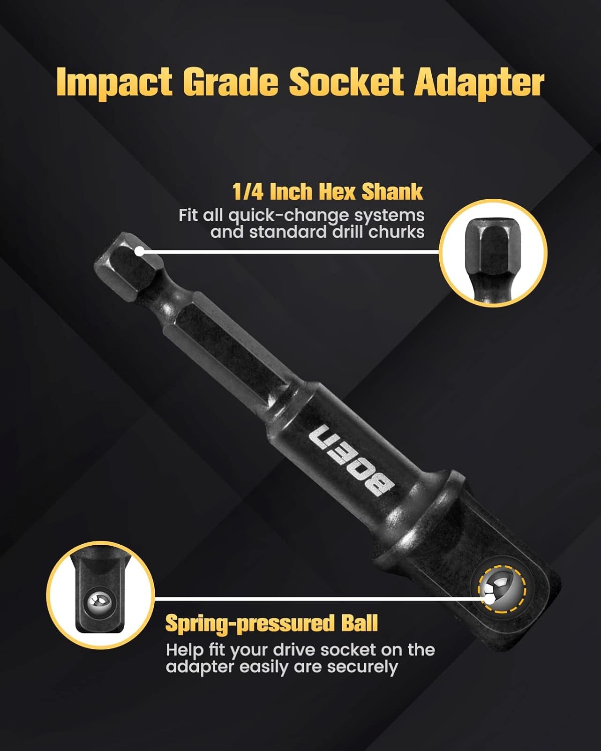 BOEN Impact Grade Socket Adapter 3PCS SAE (UPGRADE), Upgrade Drill