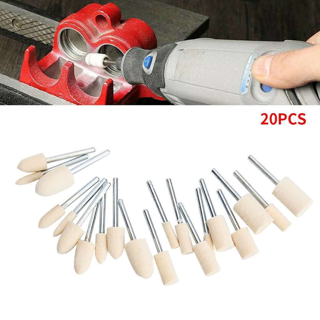 20x Felt Polishing Buffing Pad Wheel Wool Plastic Rotary Tool Kit Set for Dremel