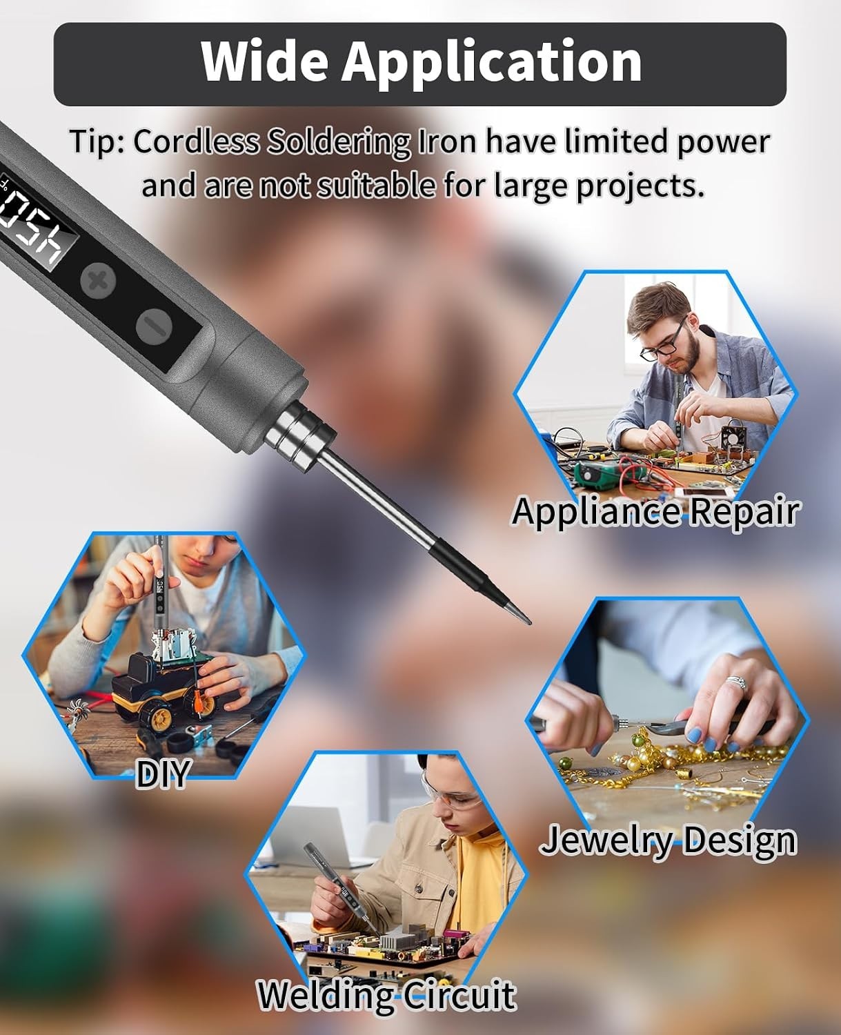 Cordless Soldering Iron Kit – 1100mAh USB Rechargeable & Adjustable Temperature