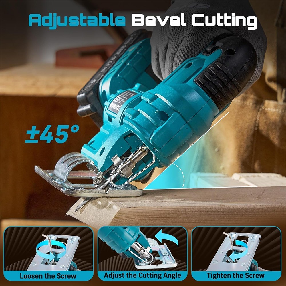 Cordless Electric Jigsaw Tool with 2×2.0Ah Batteries Charger Wood Metal PVC Cut