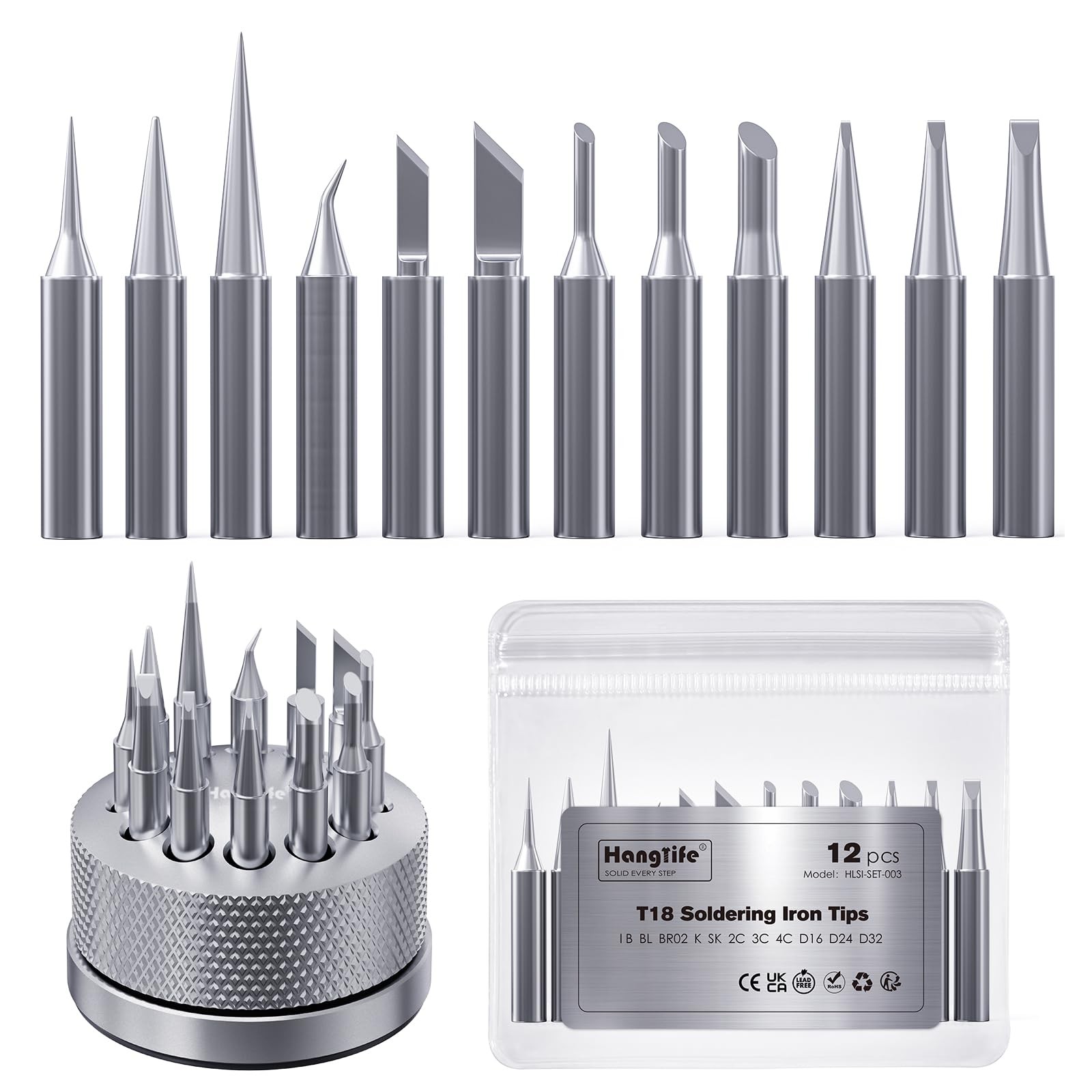 HANGLIFE T18 Soldering Iron Tips with Tip Holder for Hakko FX-888D FX-888 FX8…