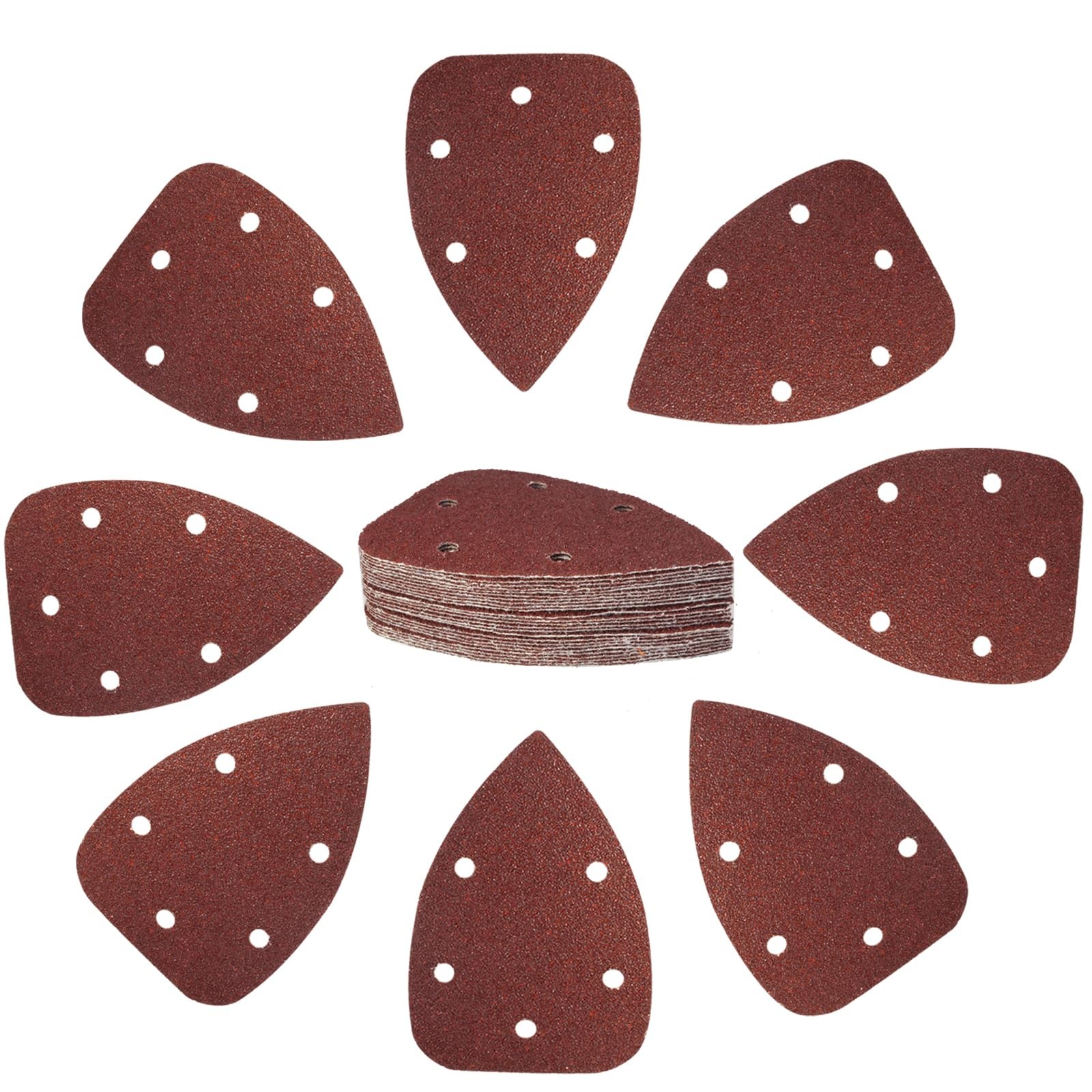HARSKIYER 25 Pcs 40 Grit Mouse Detail Sander Sandpaper, 5 Hole 40 Grit, Red