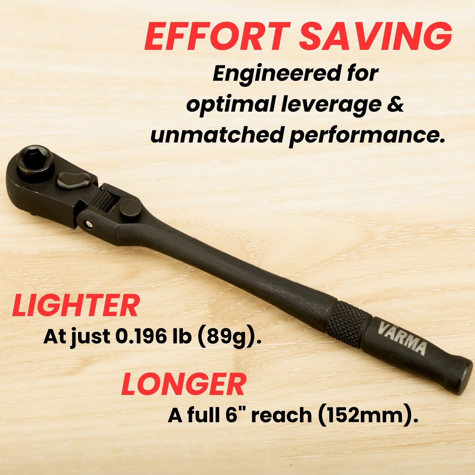 1/4 Inch Drive Dual Flex Head Ratchet Bit Driver 6 Inch Long 72 Tooth 5 Swing
