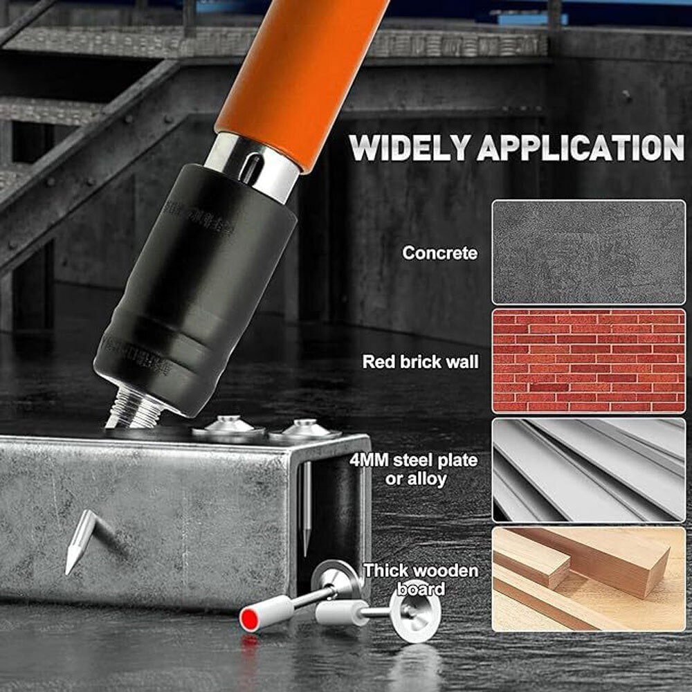 2 Kit Portable Concrete Nailer Nail Gun Cordless Wall Fastening Tool +100 Nails^