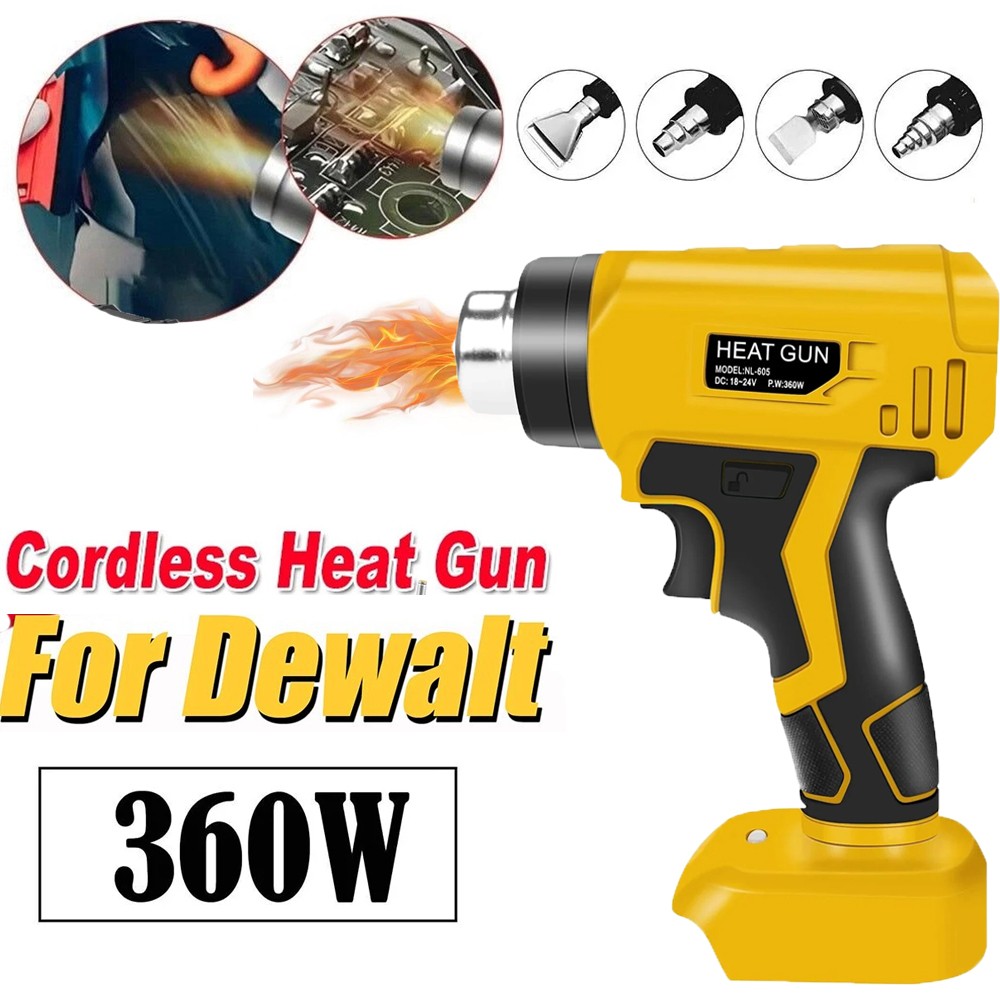 Heat Gun Hot Air Gun For Dewalt 18V Battery Power Heater Tools 360W+4 X Nozzles