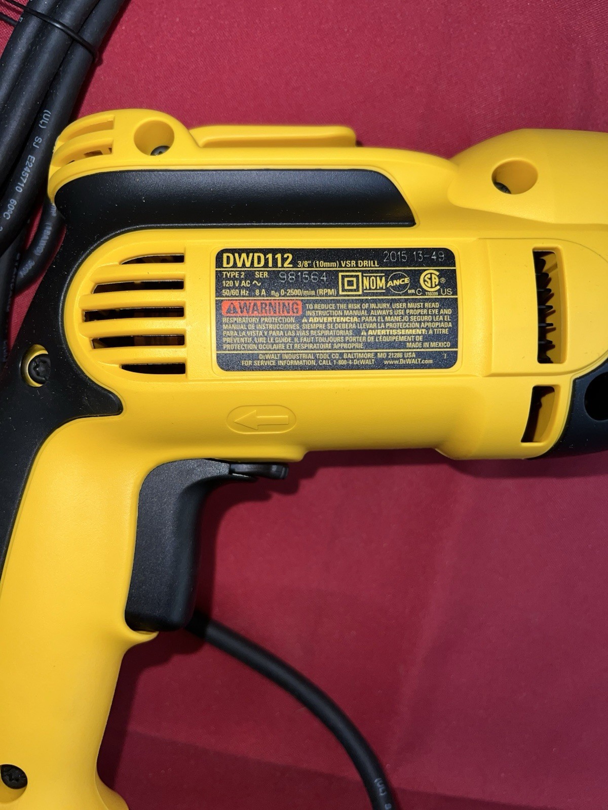 DEWALT DWD-112 – 3/8&Prime; VSR Pistol Grip Drill With Keyless Chuck 8.0 AMPS – NEW