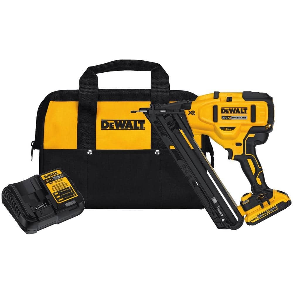 DEWALT 20V MAX XR 2-1/2 in. 15-Gauge Finish Nailer Kit with Battery & Charger