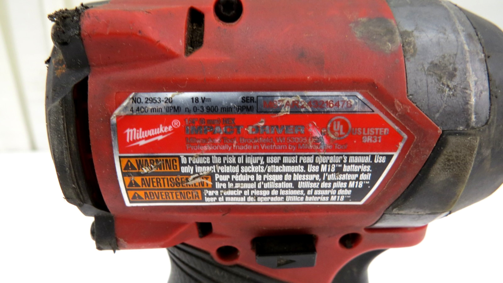 Milwaukee 2953-20 M18 18V Fuel Brushless 1/4&Prime; HEX Impact Driver W/2x 3Ah Battery