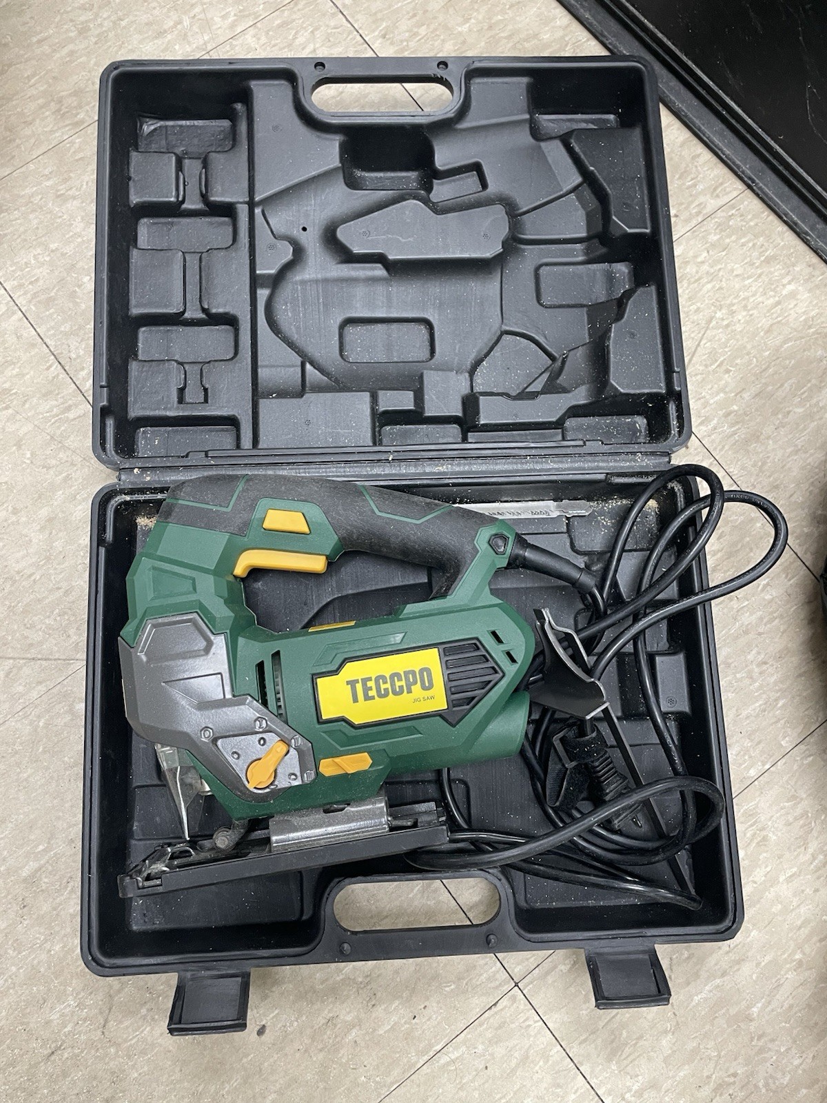 TECCPO Corded Electric Jigsaw w/ Case Green/Black/Yellow Used