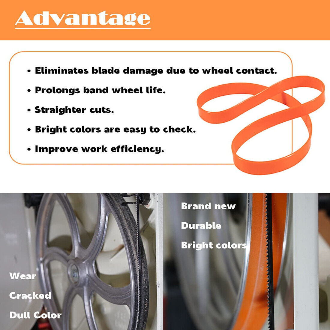 2-Pack Urethane Band Saw Tires, Replace for 14&Prime; Delta 905145 Craftsman 3AD92501