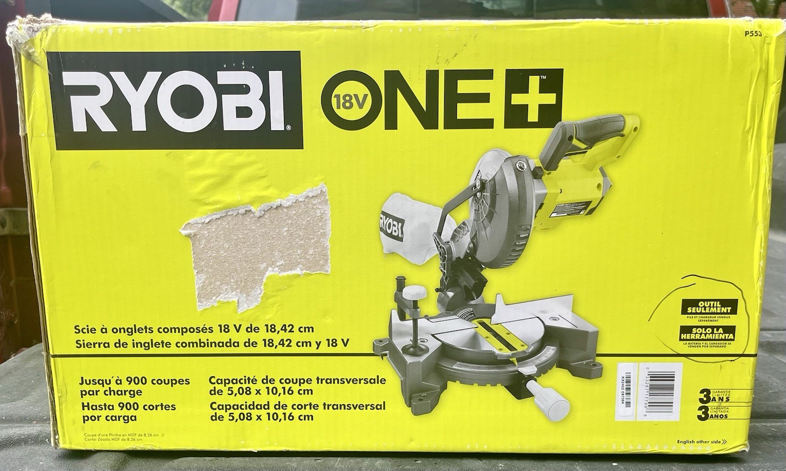 Brand New 18V Cordless 7-1/4 In. Sliding Compound Miter Saw, Tool Only P553