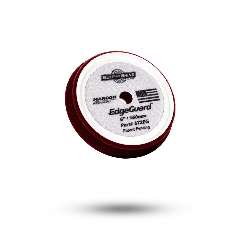 EdgeGuard Foam Buffing Pads Maroon 6 Inch Medium Cut Pad 2 Pack
