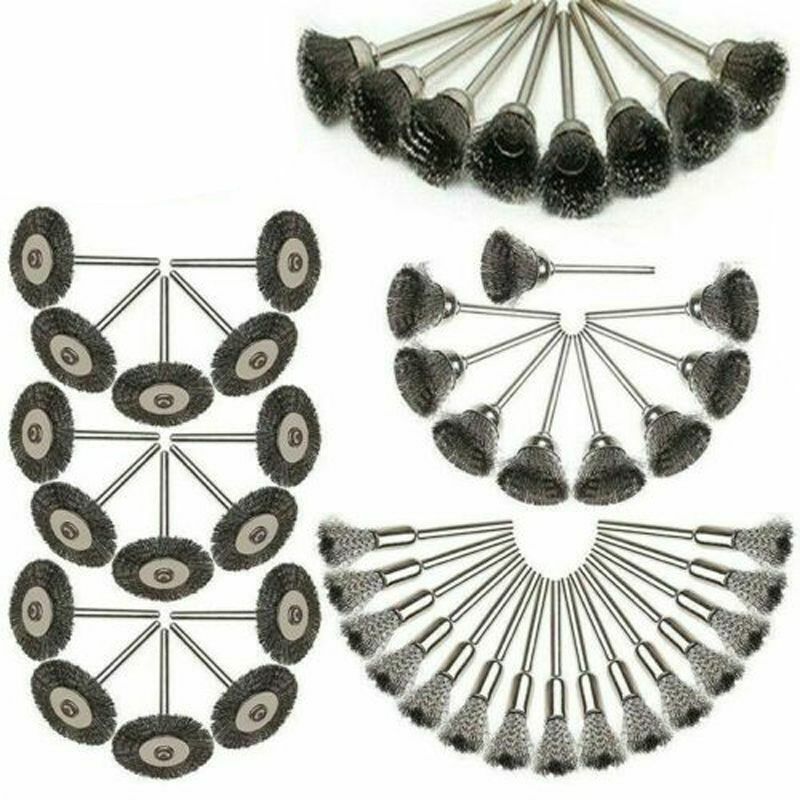 36Pcs Steel Wire Brush Polishing Wheels Set Cleaning Kit Rust Tool For Drill Bit