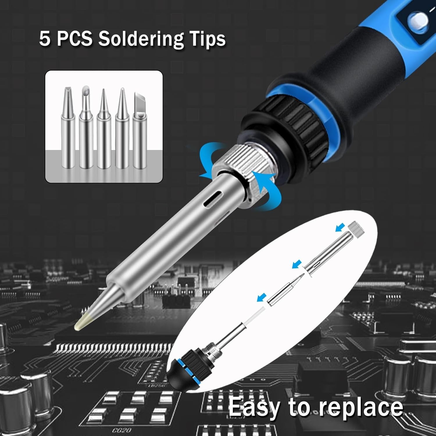 Cautin Para Soldar Estaño Electrico 110v Kit con Puntas Bomba de Desoldar 80W-US