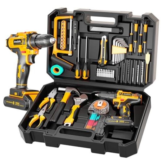117-Piece Tool Kit with 20V Cordless Drill Mechanic Tool Set for Home & Auto