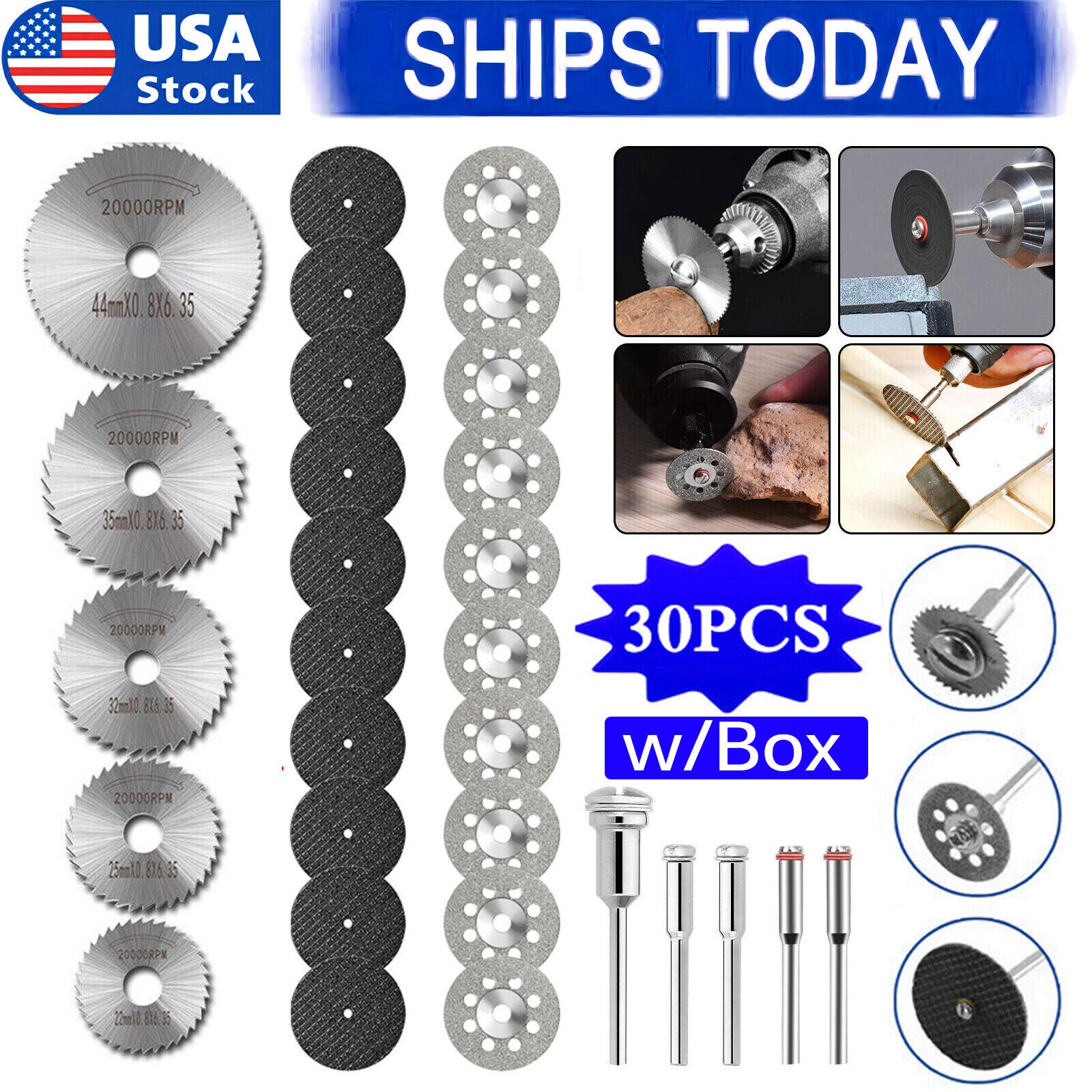 30/50 Cutting Wheel Set Drill for Dremel Rotary Tool Accessories w/ 1/8&Prime; Mandrel