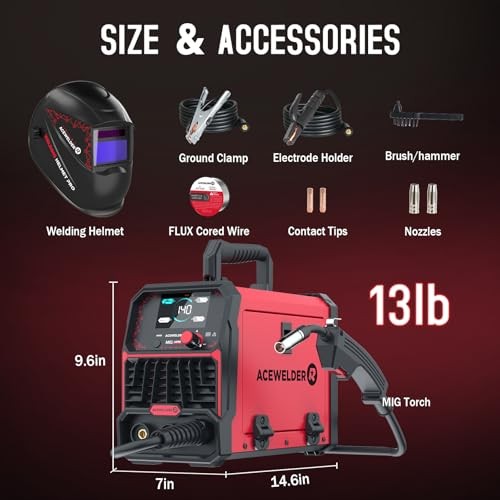 140A MIG Welder, 3 in 1 Flux Core, MIG/LIFT TIG/Stick Welding MIG140PRO-HM
