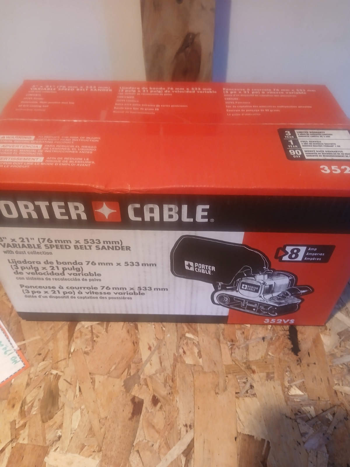 PORTER-CABLE 352VS Belt Sander 3×21 new in mfg sealed box