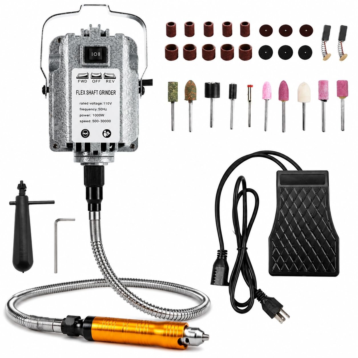 Zmtfqymx 1000W Flex Shaft Grinder, 30000RPM Flex Shaft Rotary Tool with Foot …