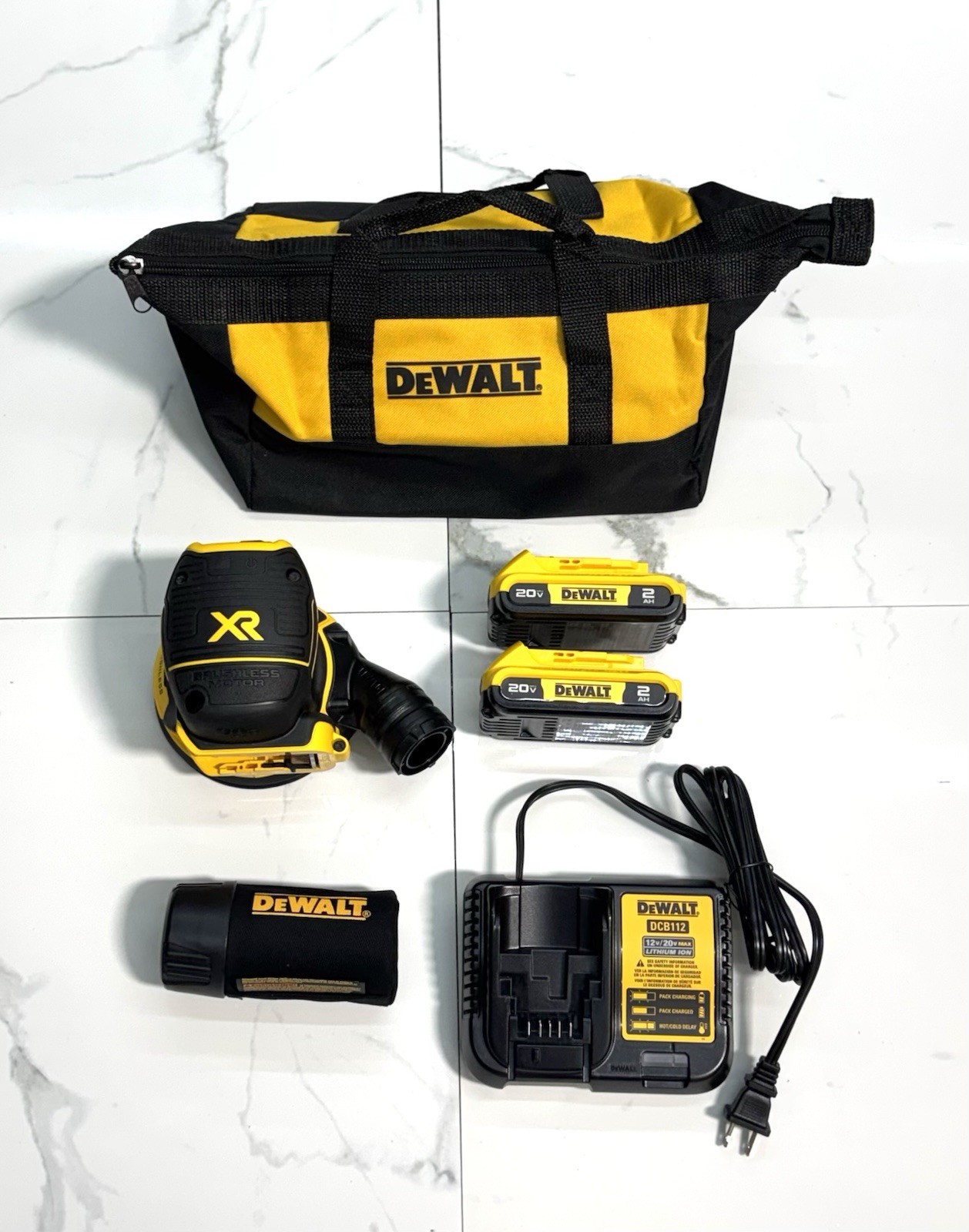 NEW DeWALT DCW210 20V 5&Prime; Brushless Random Orbital Sander Kit (2)2.0ah Batteries
