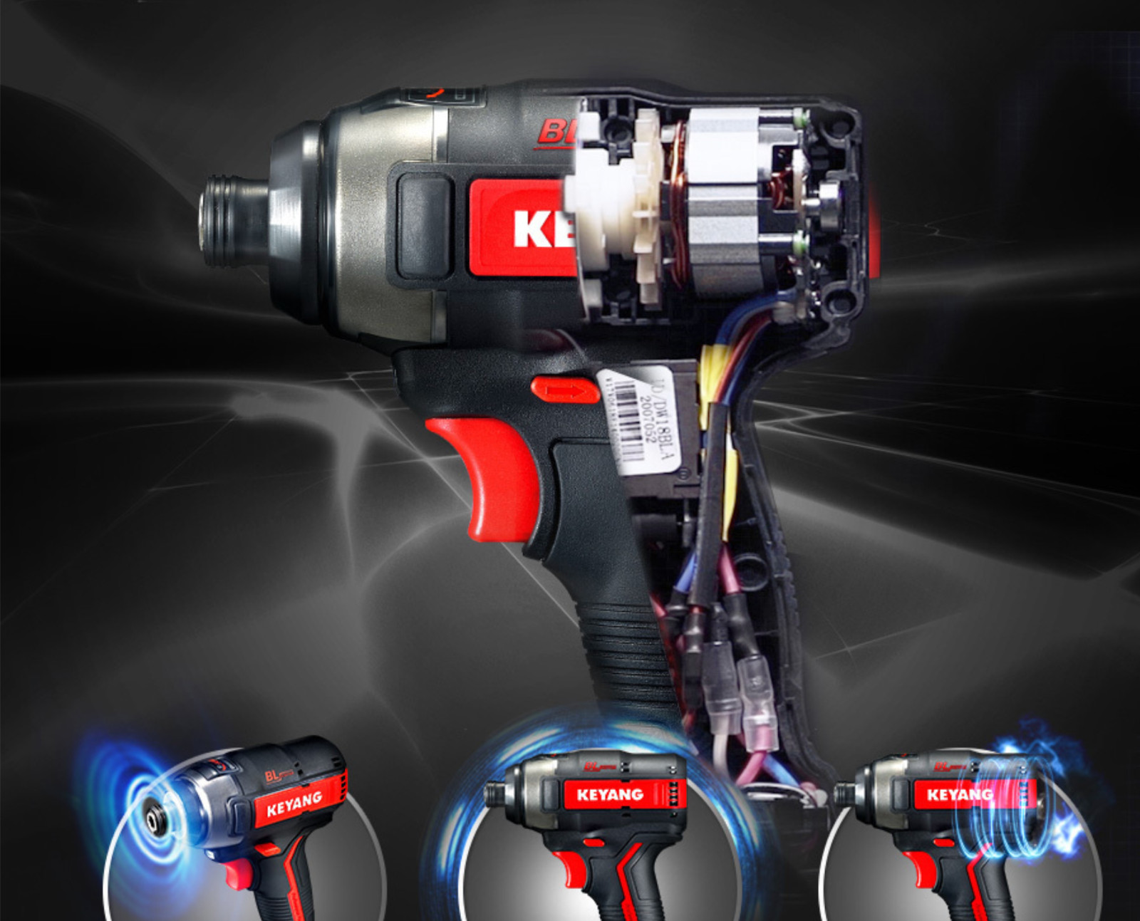 KEYANG BL 2×5.0Ah 18V Max Keyless 6.35mm 3200rpm 210Nm LED2.1Lb Charger220V