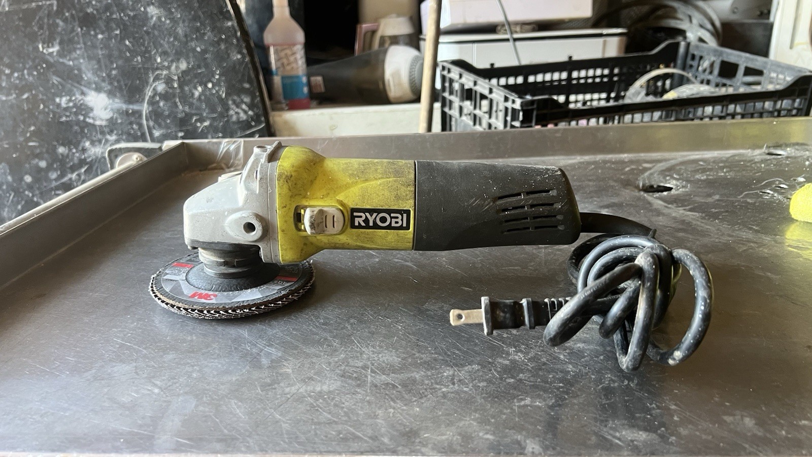 Ryobi AG4031G Corded Electric Angle Grinder Yellow Black 4 1/2 in Rotary