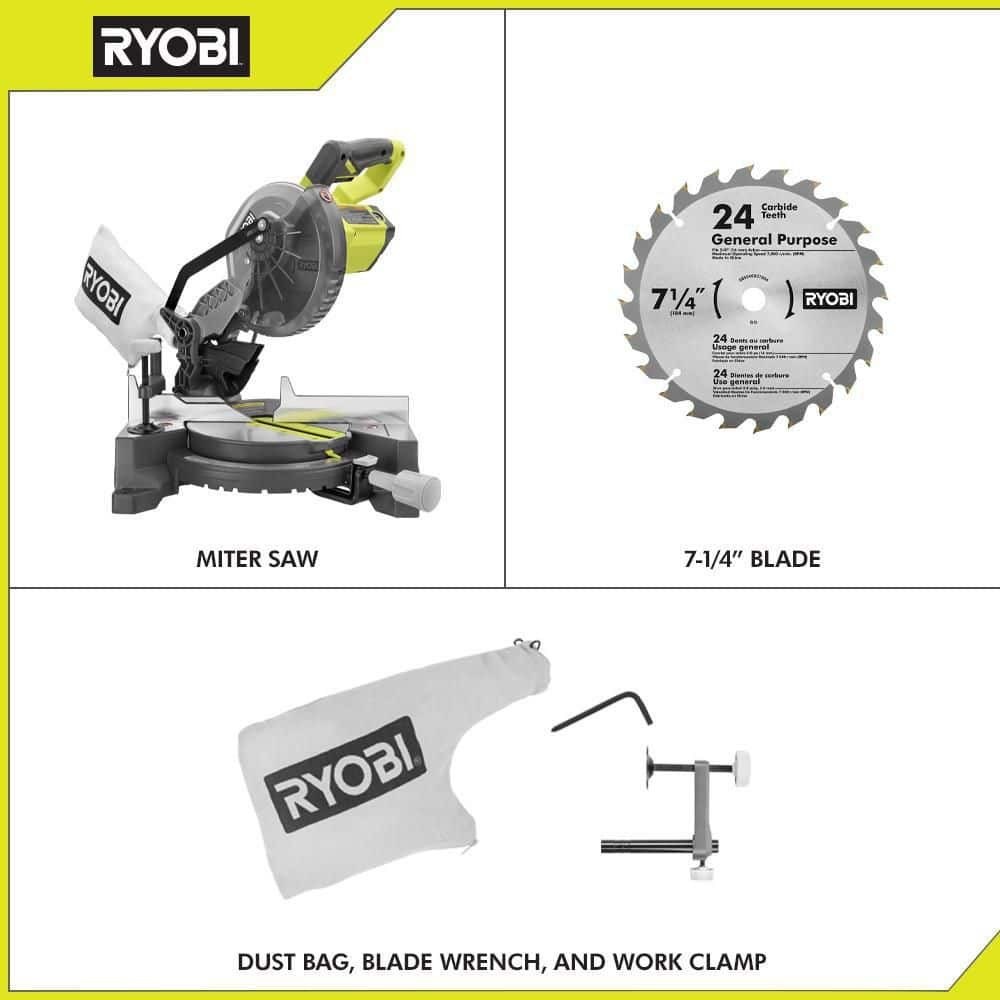 RYOBI 7-1/4 in. Compound Miter Saw – 9 Amp