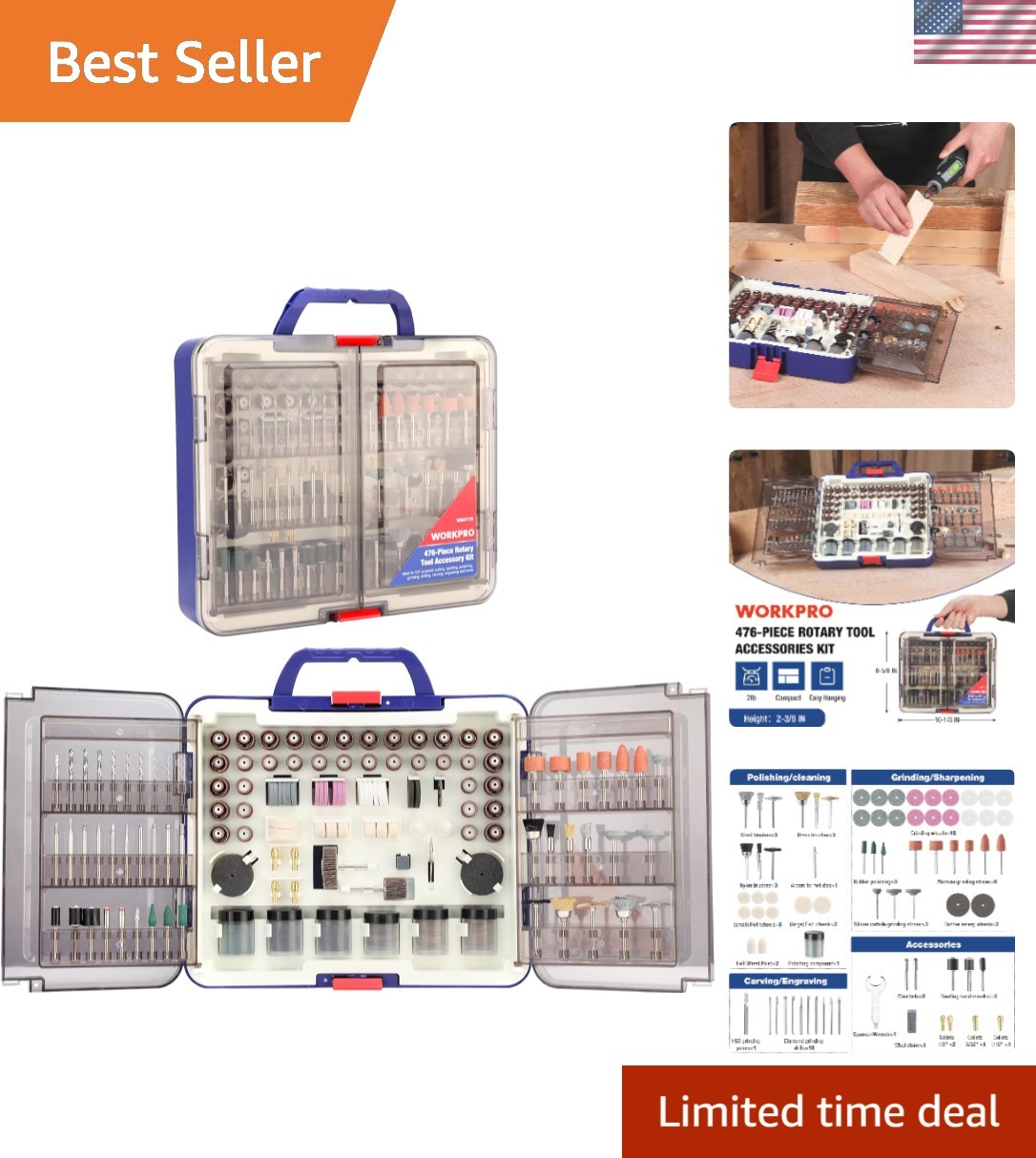 All-in-One 476PCS Rotary Tool Kit – Sanding, Grinding, and Engraving Essentials