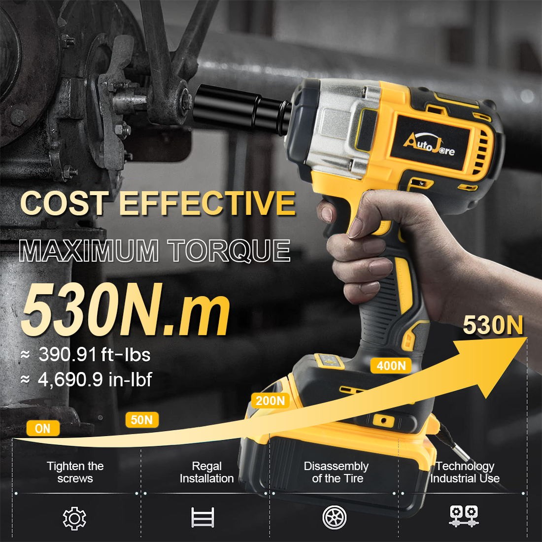 1/2&Prime; Brushless Cordless Impact Wrench for Dewalt 20V Max Battery (Tool Only)