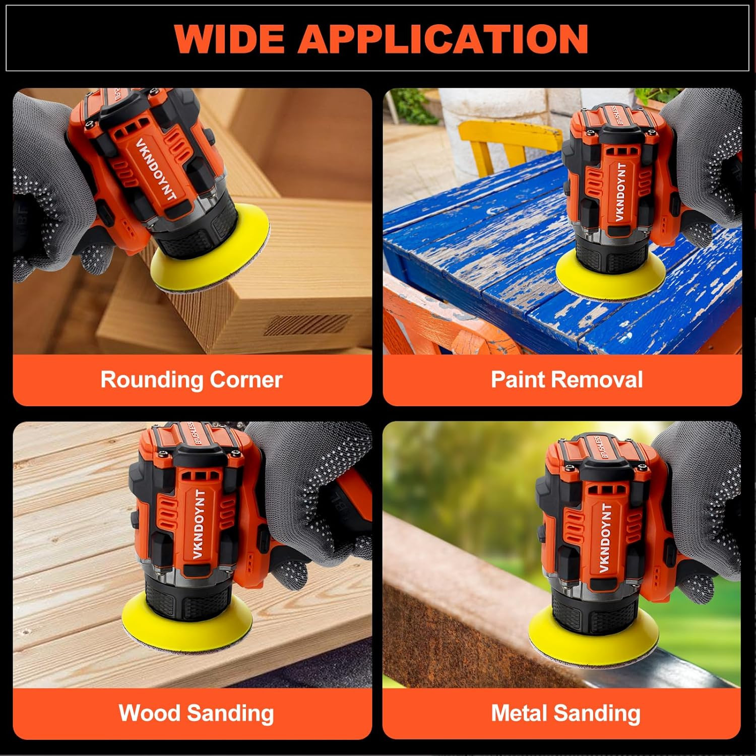Brushless Small Sander with 36PCS Sandpapers, 2 Variable Speed Cordless Sander (