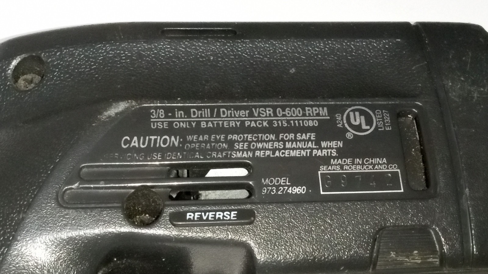 Craftsman Industrial 9.6V 3/8&Prime; Drill Driver, w/Charger and Case 973.274960