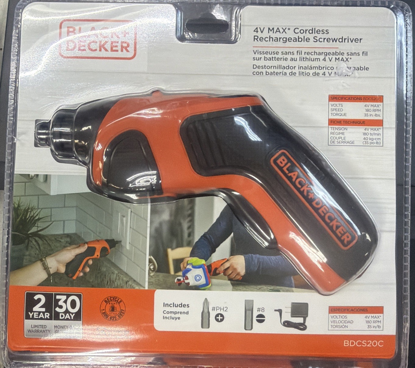 BLACK+DECKER 4V MAX* Cordless screwdriver (BDCS20C)
