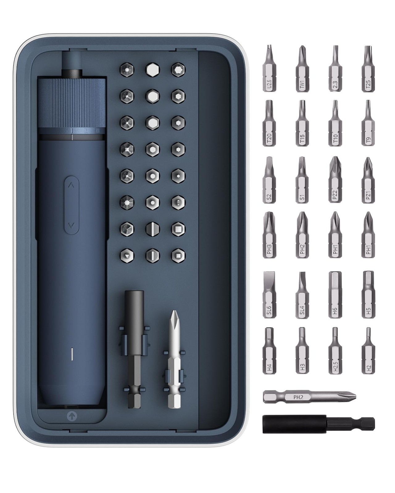 HOTO 25-Piece Upgraded Electric Screwdriver Kit, 1/4 » Hex, Navy Blue
