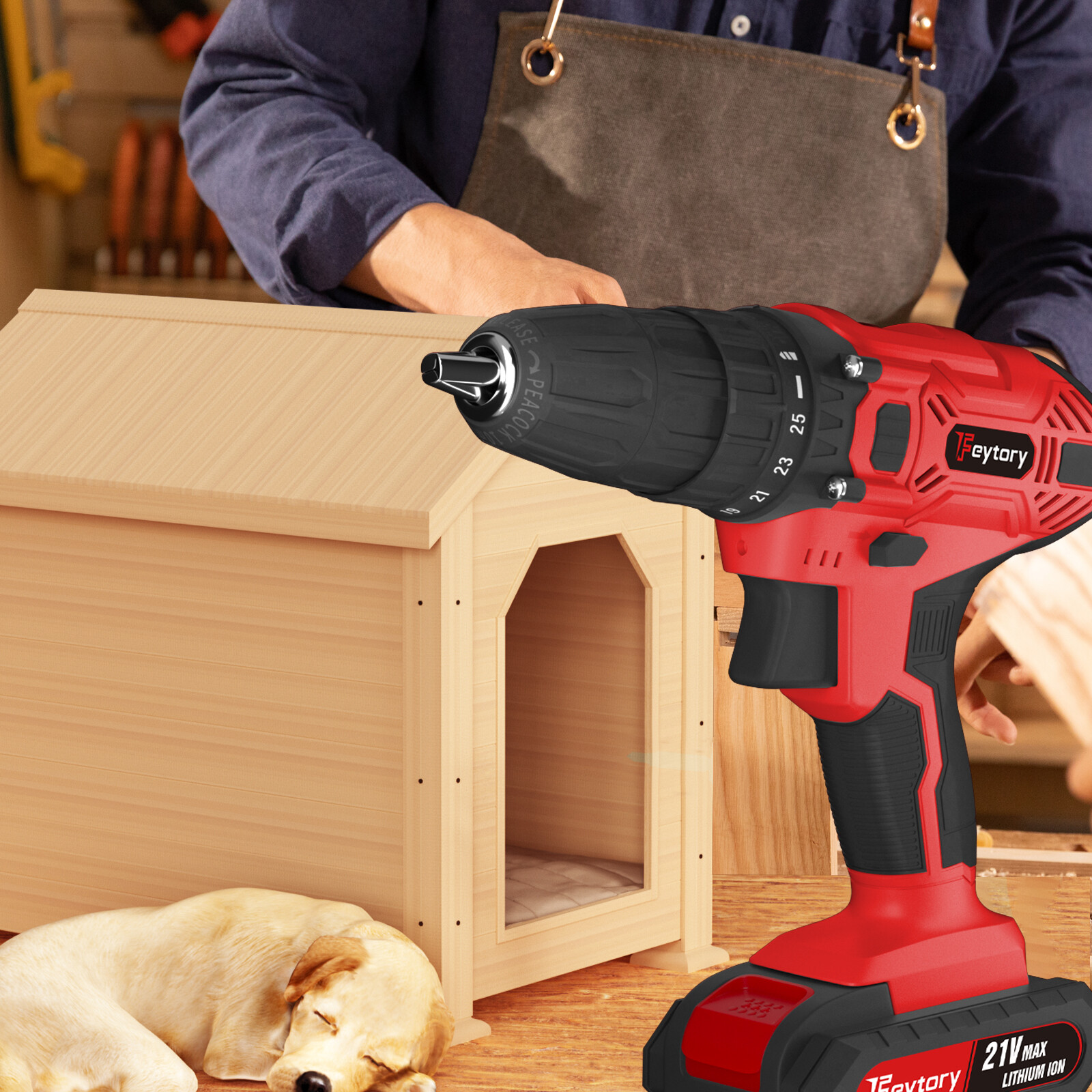 Home DIY Gardening Electric Tools 21V Cordless Drill Driver Combi Fast Charger