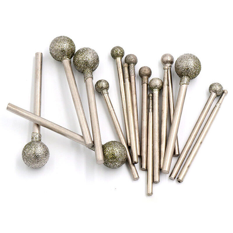 0.5mm-12mm Ball Round Rotary Diamond Burr Drill Bit Grinding Carving 40 Grit