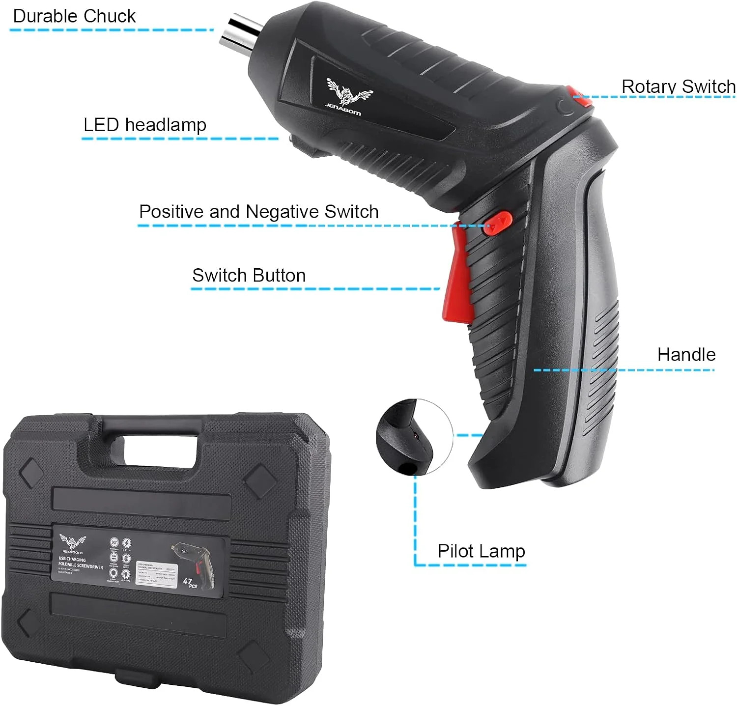 Cordless Electric Screwdriver Set, 3.6V,47 in 1 Rechargeable | 3.5N·m Max Torque