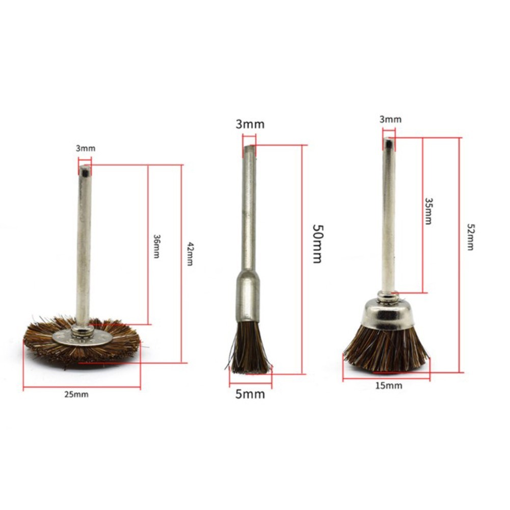 Brush Horse Hair Brush 3.00cm*3.00cm*6.00cm 3pcs Cleaning Polishing Drill