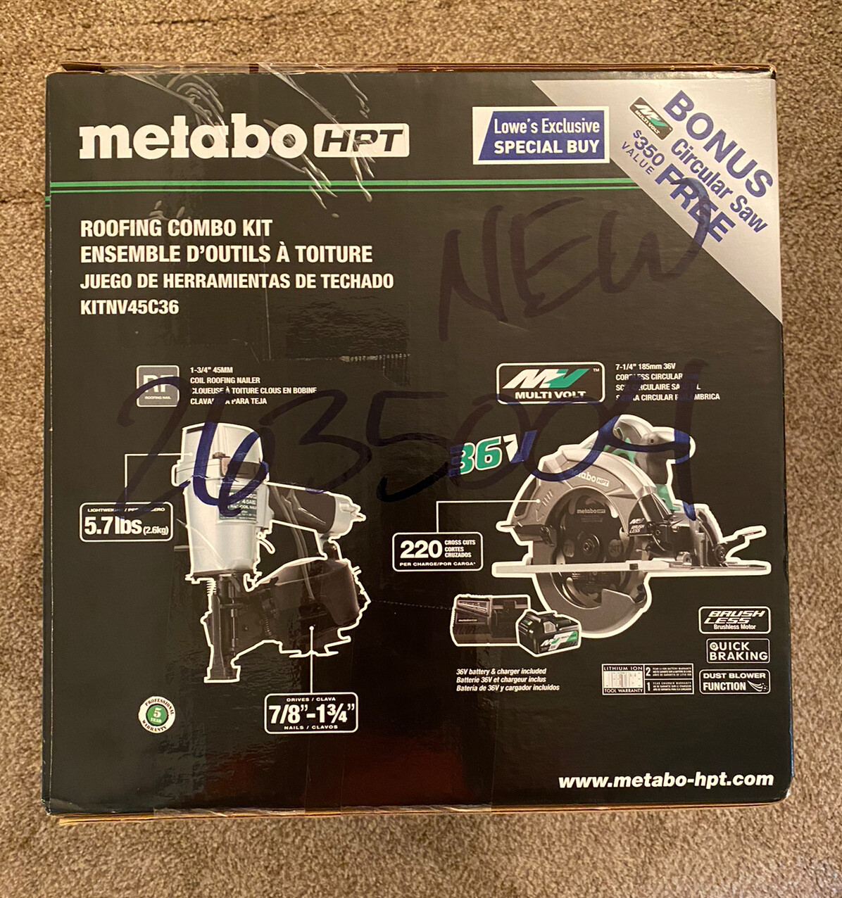 Metabo HPT KITNV45C36M Roofing Nailer & Circular Saw Kit, Free Shipping!