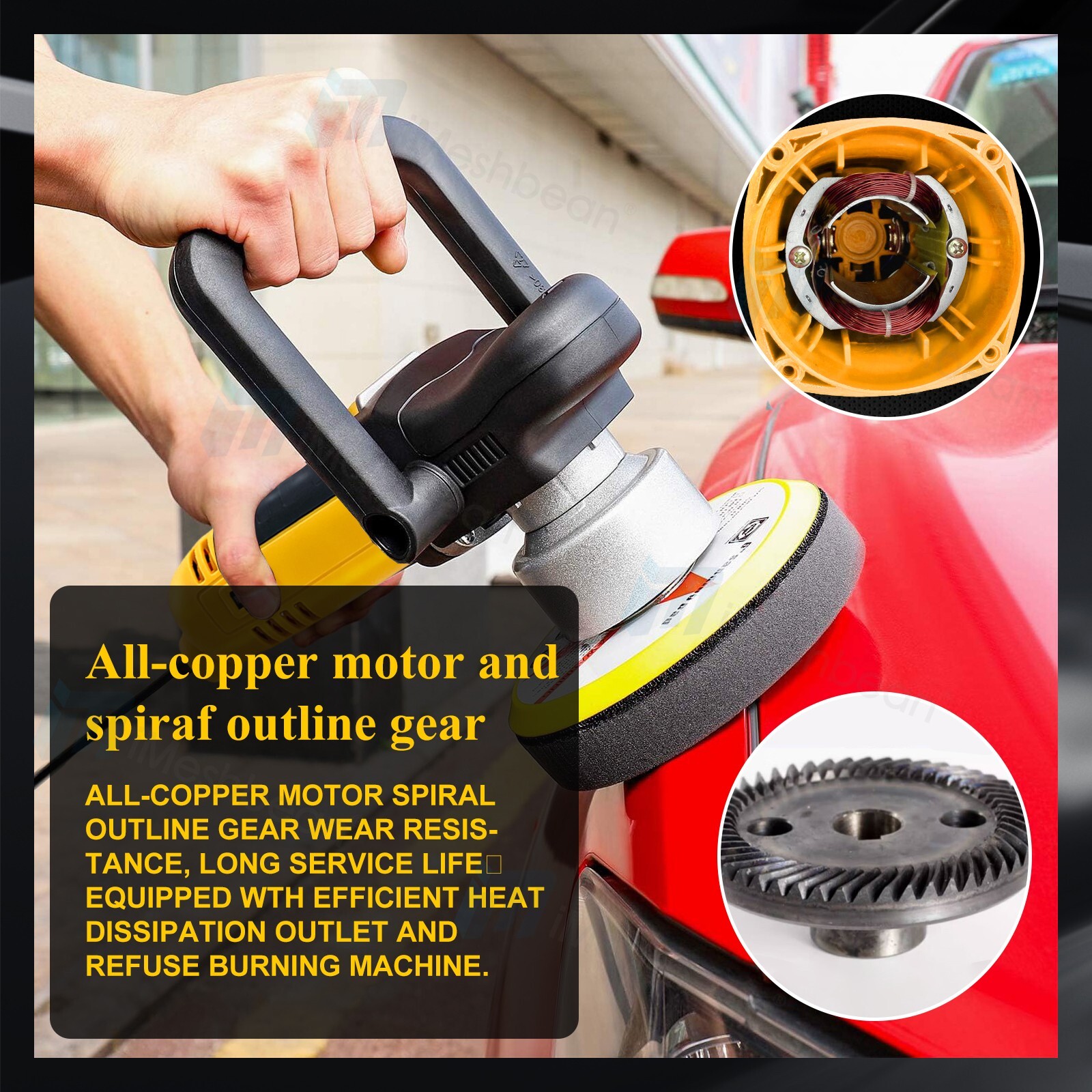 Dual Action Car Polisher Buffer 6&Prime; Random Orbital Polishing Machine Polish Pads