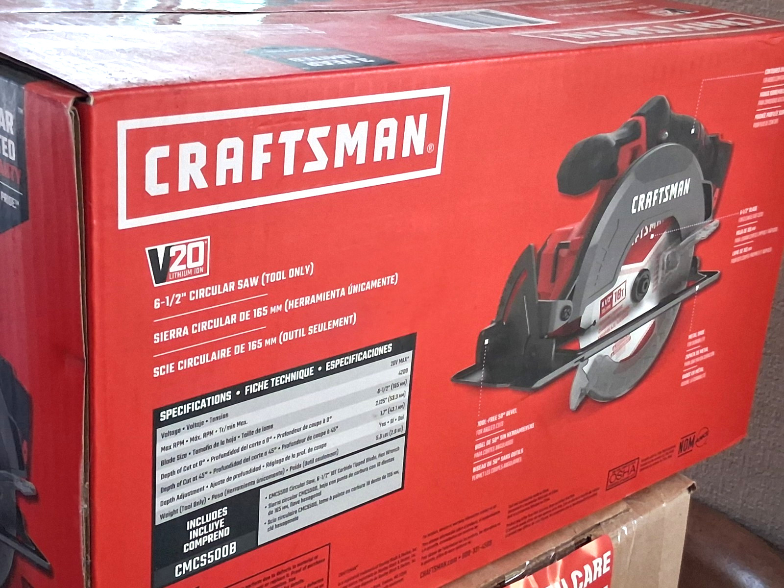 NIB CRAFTSMAN CMCS500B V20 6.5in Battery Circular Saw – Tool Only Mint Condition