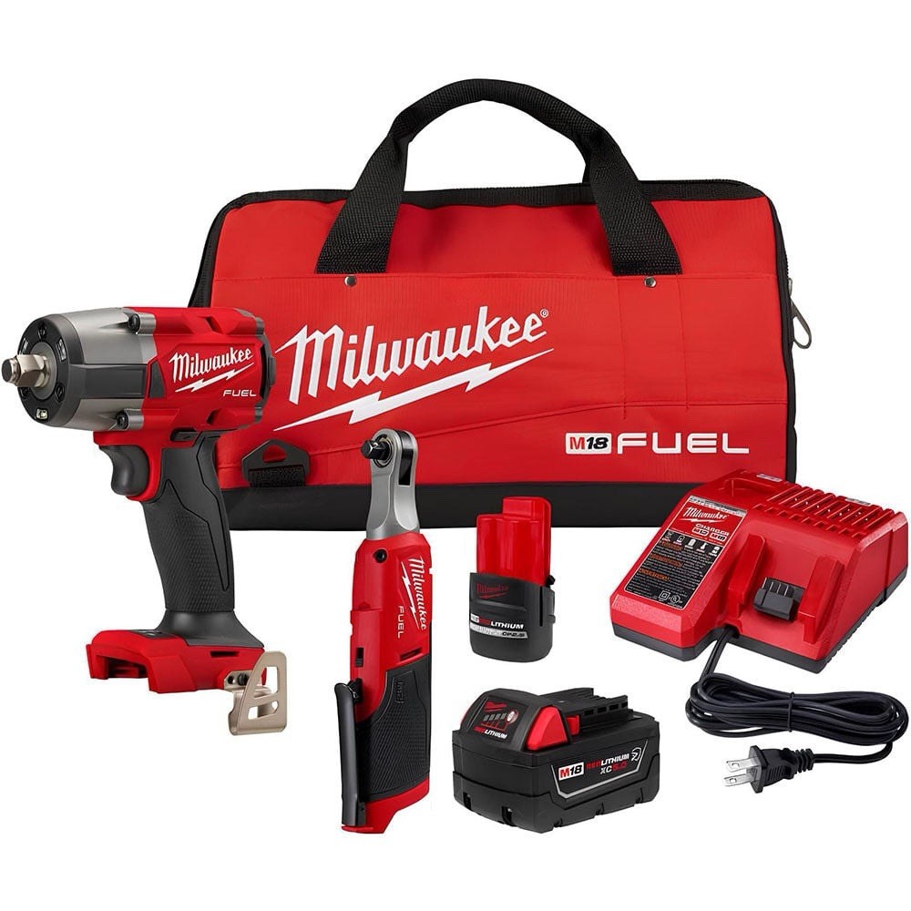 Milwaukee M18 FUEL 1/2&Prime; Impact Wrench + M12 FUEL 3/8&Prime; Ratchet Kit 3890-22