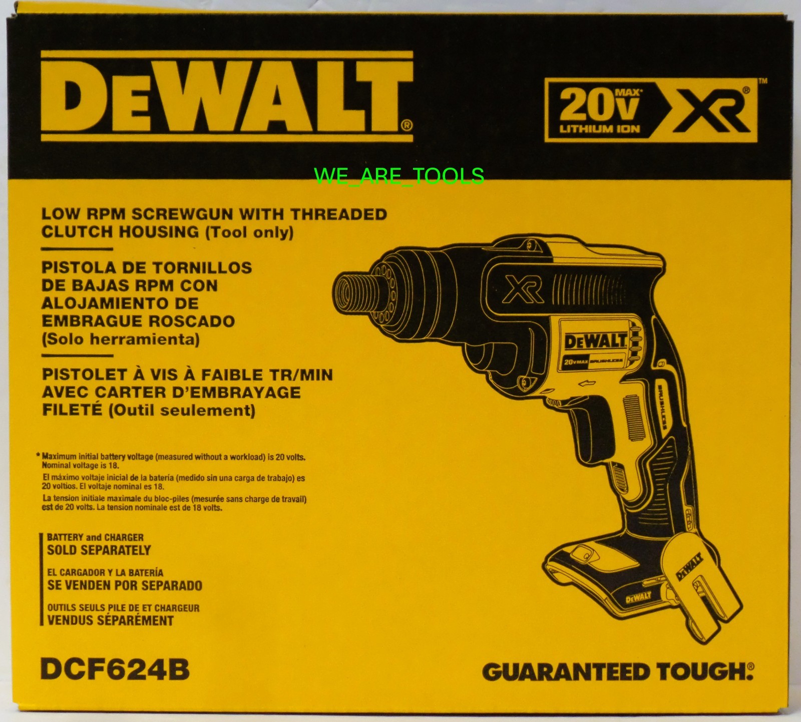 DEWALT DCF624B 20V XR Brushless Low RPM Screwgun with Threaded Clutch Housing