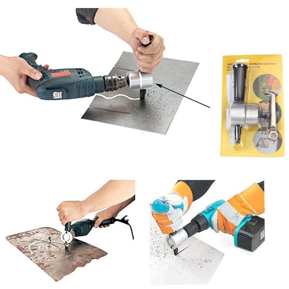 Double-Head Metal Sheet Nibbler Cutter Saw Power Drill Attachment Cutting Tool