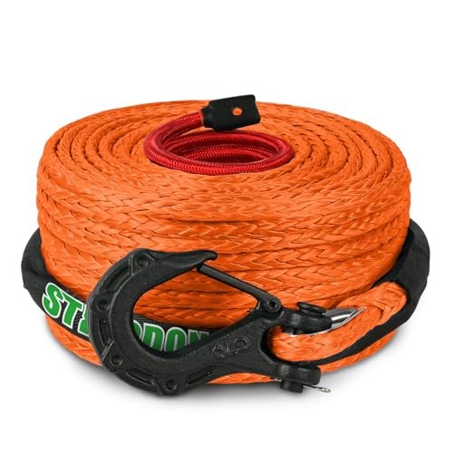 3/8&Prime; x 60ft Synthetic Winch Rope 19,854lbs 3/8 Inch x 60 Feet,with hook Orange