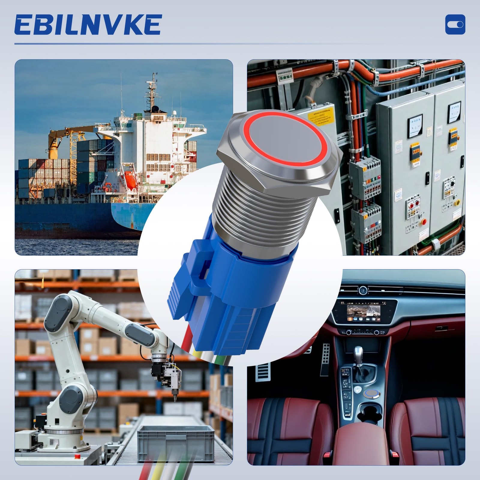 EBILNVKE 16mm Latching Push Button Switch 5A 12V DC, IP65 Waterproof