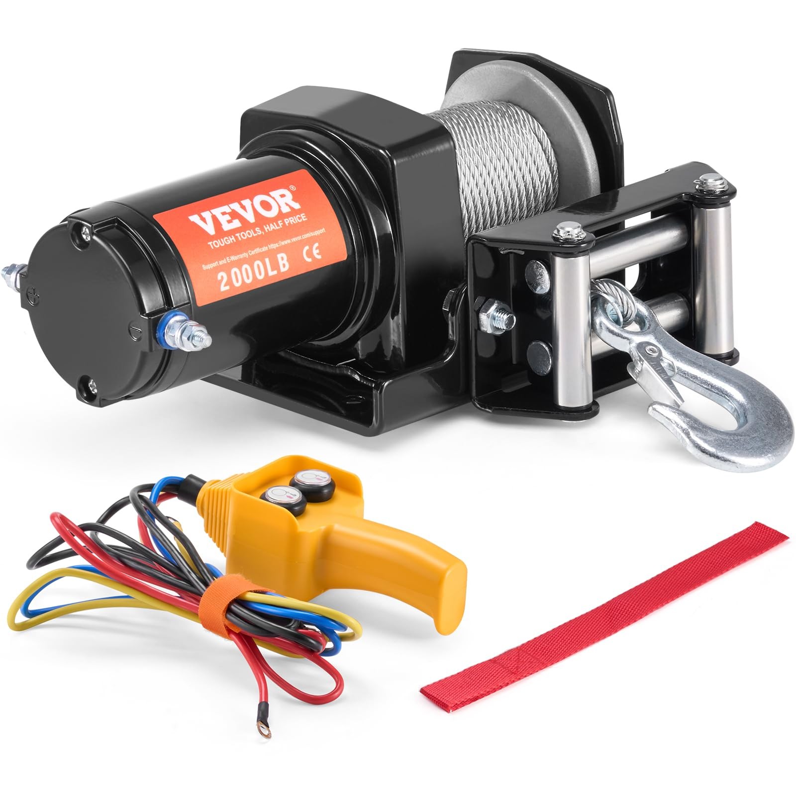 VEVOR 2000 lb Electric ATV Winch 12V UTV Steel Cable Roller Fairlead Remote