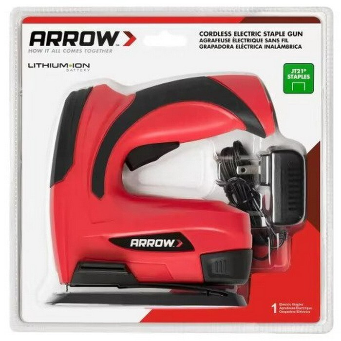 Arrow E21 Cordless Electric Light Duty Staple Gun- RED