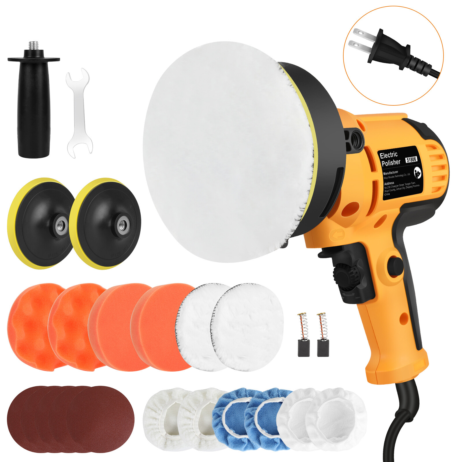 800W Car Polisher Buffer Sander Polishing Machine Kit Waxing with 5&Prime; Pad Bonnet