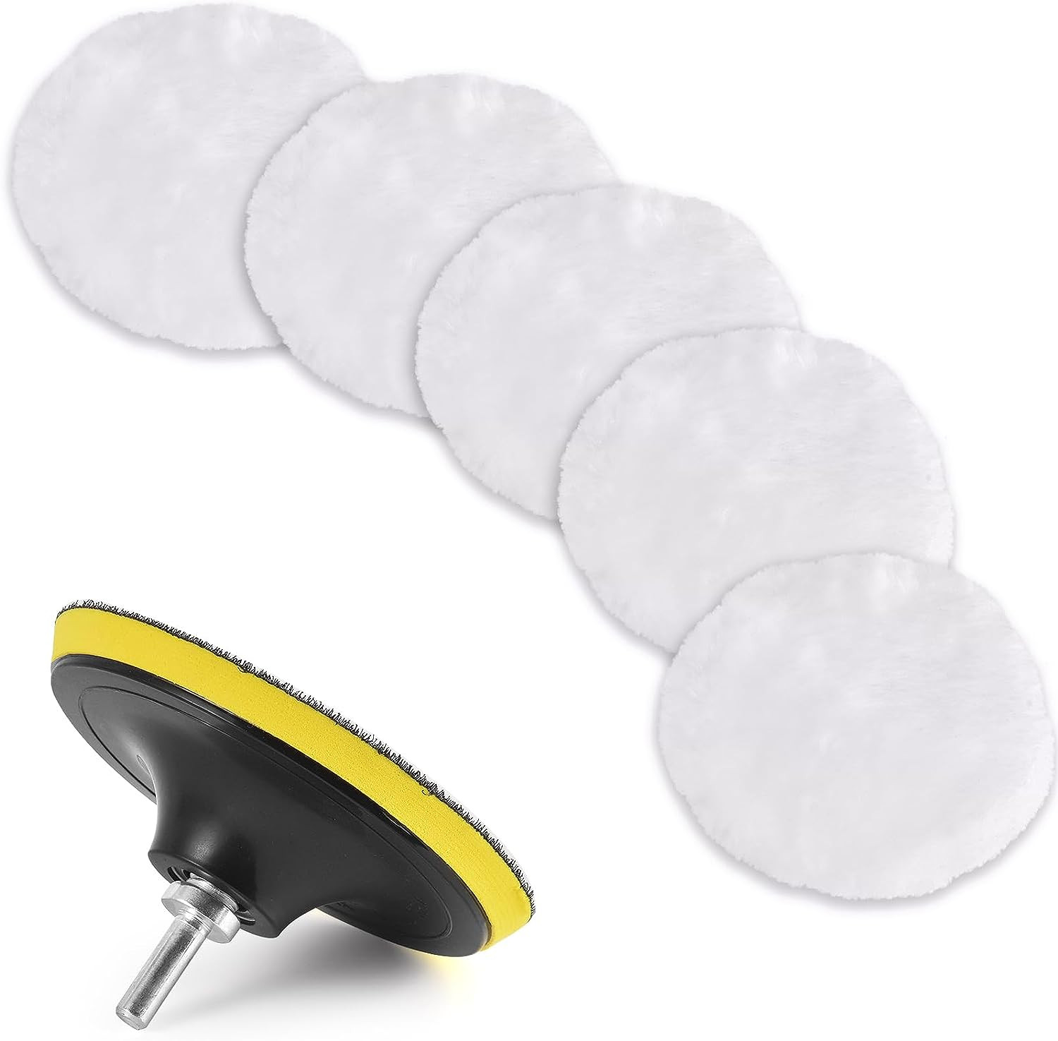 7Pcs 3&Prime; Wool Polishing Buffing Pad Kit Car Buffer Drill Attachment M10 Adapter