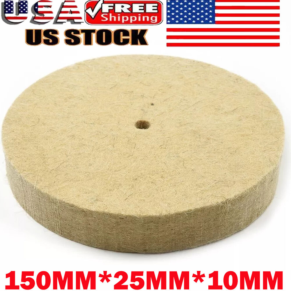 6 Inch Wool Felt Polishing Wheel Buffing Pad Metal Burnishing Disc 3/8&Prime; Arbor